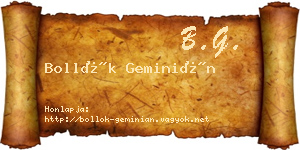 Bollók Geminián névjegykártya